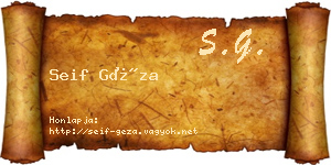 Seif Géza névjegykártya
